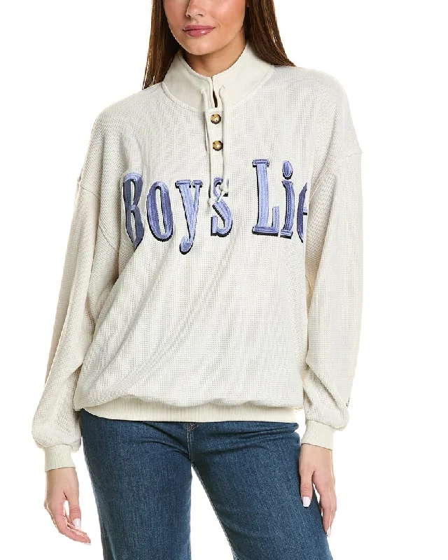 Youthful Vitality Elegant And Charming Boys Lie Smitten Thermal Crewneck Pullover