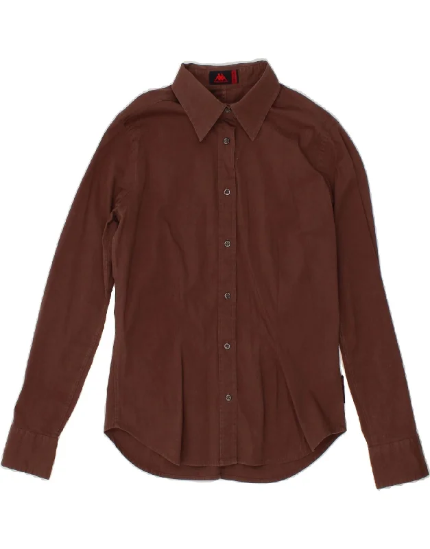 Fresh And Capable Warm And Comfortable KAPPA Womens Shirt UK 12 Medium Brown Cotton