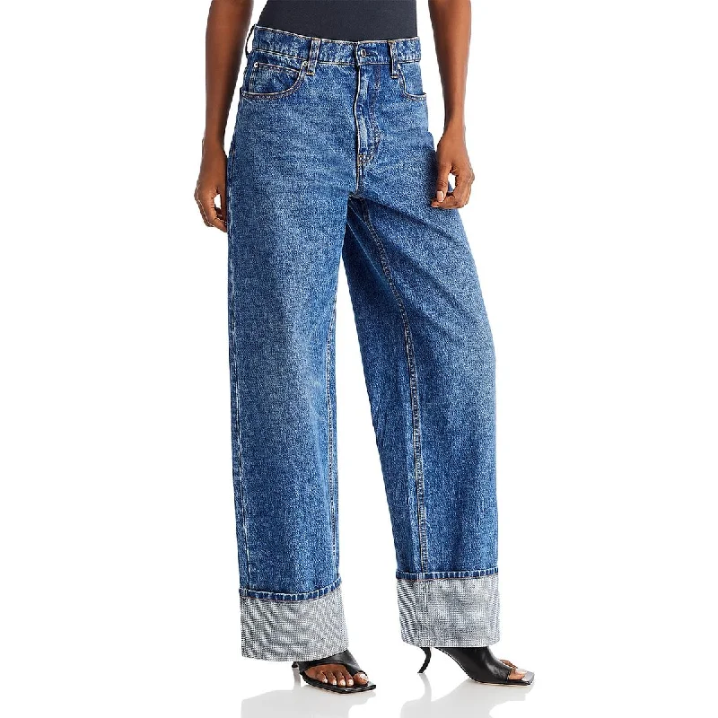 Romantic Data Youthful Alexander Wang Womens Denim Wide Leg Jeans