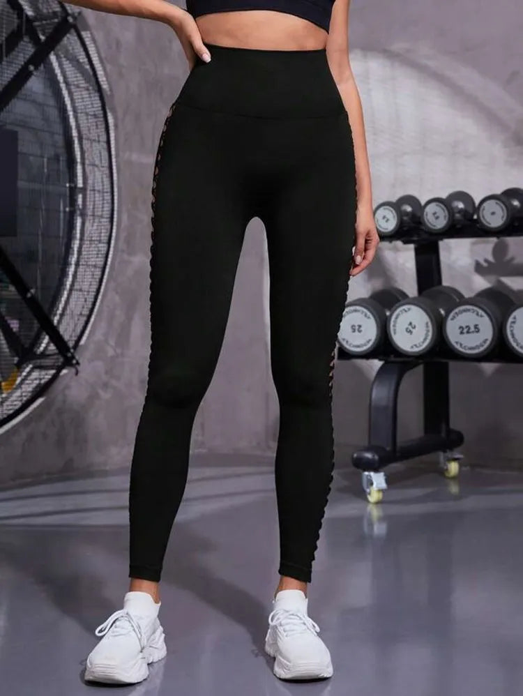 Affordable selection Sexy Hollow Black Seamless Fitness High Waist Sports Female Leggings