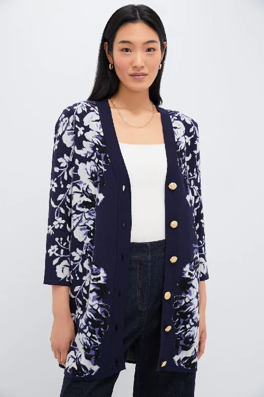 Goddess Style Comfortable Series Indigo Reflection Knit Jacquard Liv Cardigan