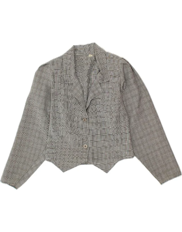 Exquisite workmanship VINTAGE Womens Shirt Blouse IT 42 Medium Grey Check Viscose