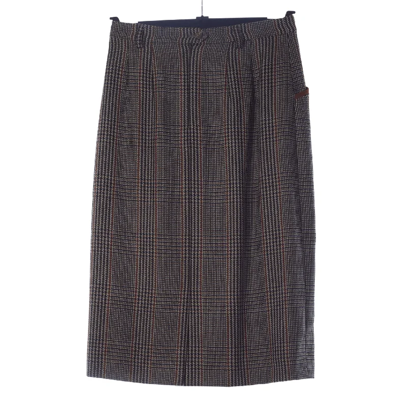 Printed pattern Daks Vintage Wool Skirt Check Pattern Brown UK 10