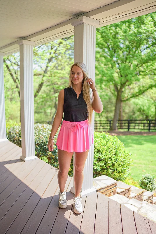 Comfortable And Cold-proof Avant-garde Design Victory Dance Pink Athletic Skort