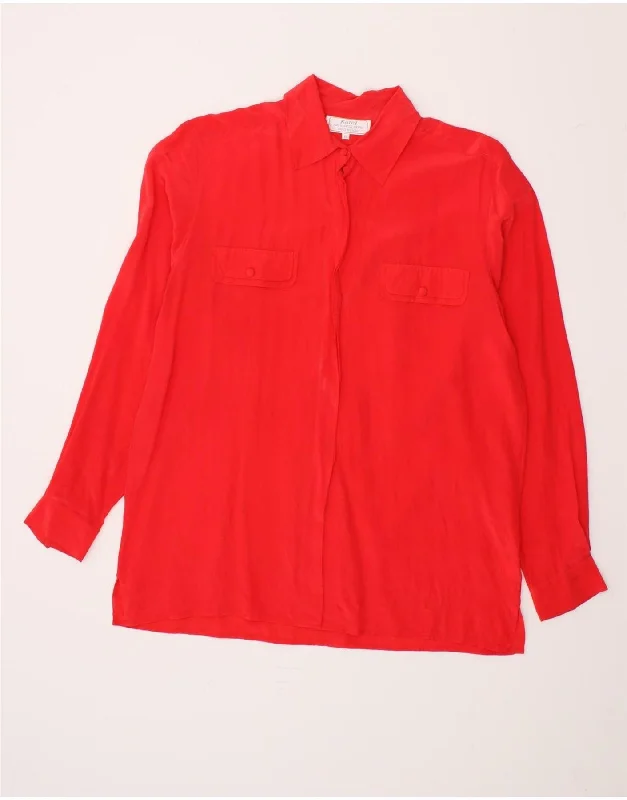 Retro Prints New Autumn And Winter Styles KAREL Womens Shirt Blouse IT 46 Large Red Silk