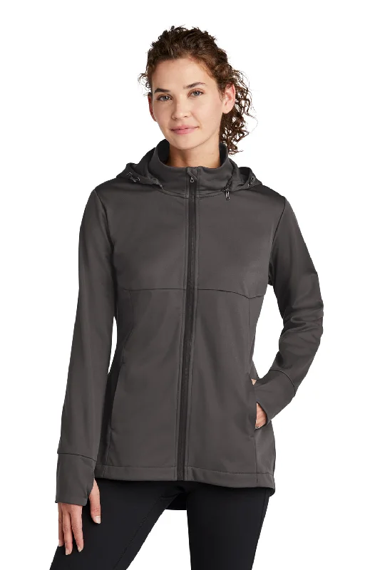 Sports Zipper Style Sport-Tek Womens Wind & Water Resistant Full Zip Soft Shell Hooded Jacket - Graphite Grey