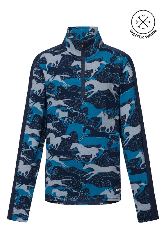 Sports And Leisure Street Cool Kids Plush Printed Fleece Half Zip Top