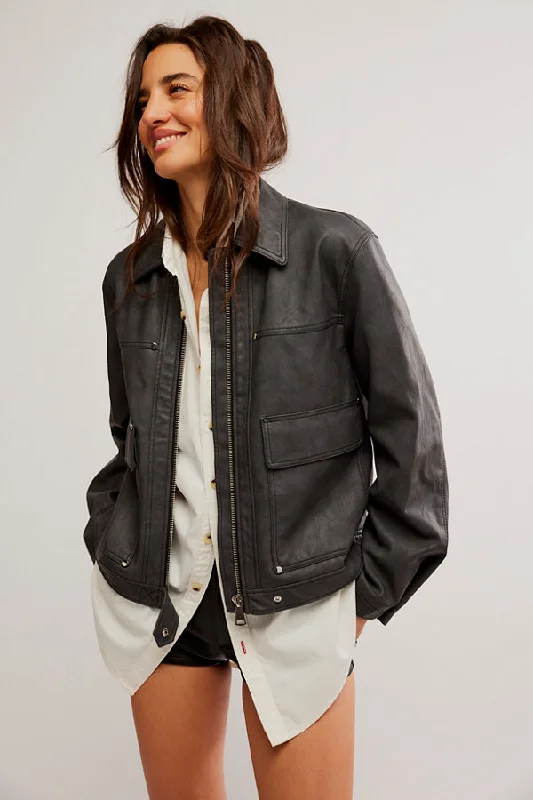 Floral Prints Feminine Charm Blair Vegan Leather Jacket