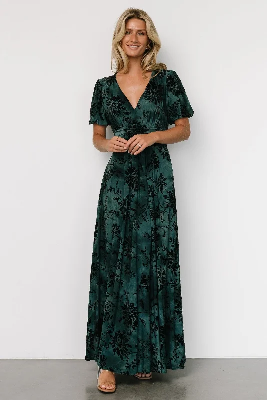 Alice style Leslie Velvet Maxi Dress | Jade + Black