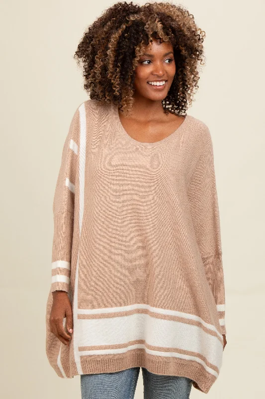 Multifunctional Style Boutique Recommendation Beige Mixed Stripe Dolman Sleeve Sweater Multifunctional Style Boutique Recommendation Beige Mixed Stripe Dolman Sleeve Sweater