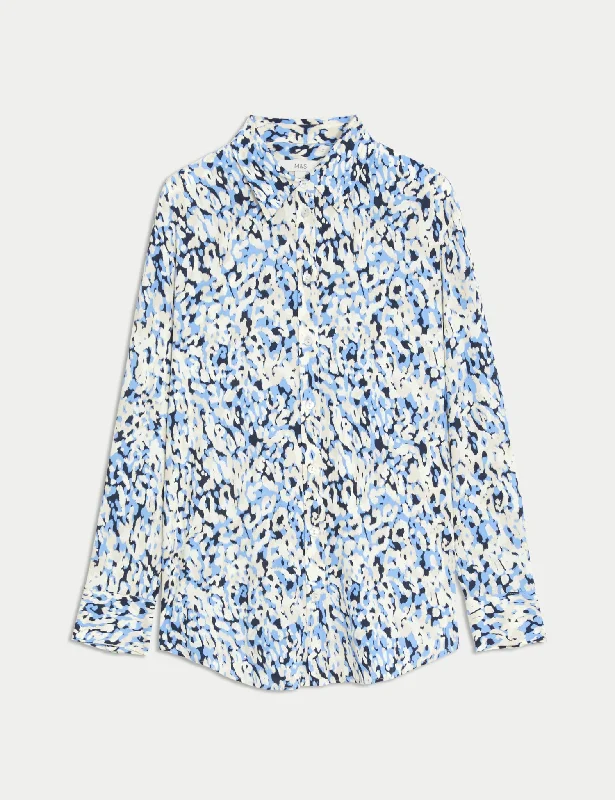 High-quality Styles Casual Style Printed Collared Blouse