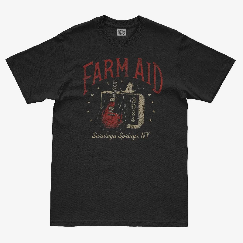 Classic Style Casual Street Farm Aid 2024 Guitar & Amp Tee – Black