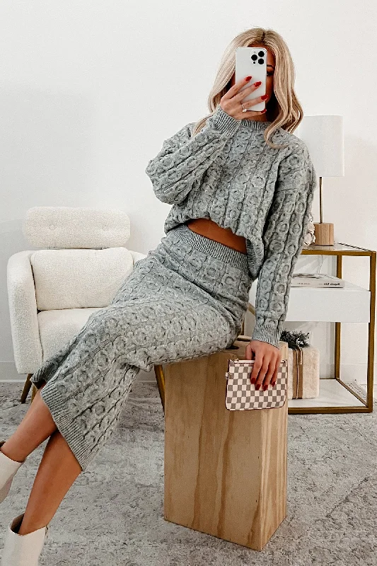 Refreshing Design Elegant And Noble Remembering Fondly Sweater Knit Set (Heather Grey) Refreshing Design Elegant And Noble Remembering Fondly Sweater Knit Set (Heather Grey)