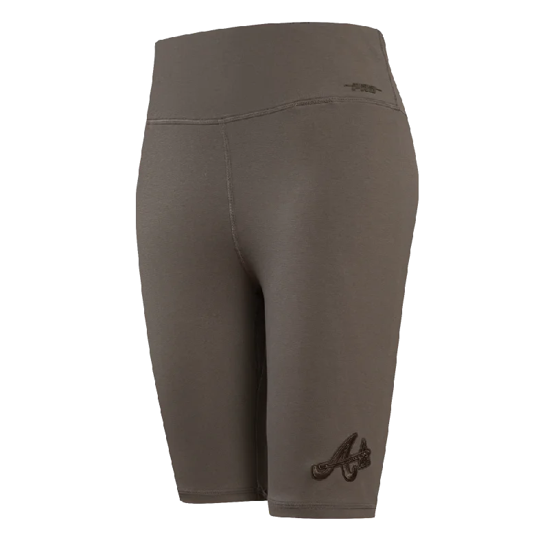 Comfortable Mind Retro Fashion MLB ATLANTA BRAVES NEUTRAL JERSEY WOMEN'S BIKE SHORT (DARK TAUPE)