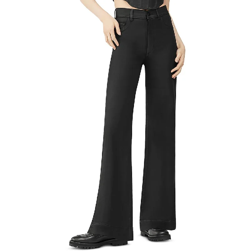 Short Design Elegant And Charming DL1961 Womens Hepburn Coated Denim Wide Leg Jeans