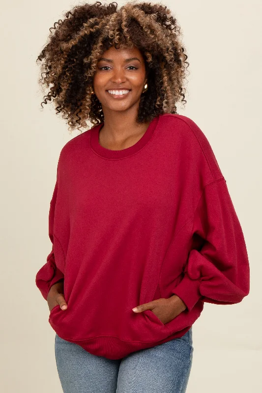 Boutique Recommendation Lively And Youthful Burgundy Oversized Balloon Sleeve Sweatshirt Boutique Recommendation Lively And Youthful Burgundy Oversized Balloon Sleeve Sweatshirt
