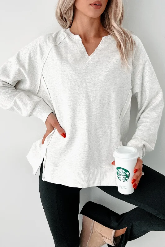 Noble And Elegant Dessert Matching Campfire Stories Split Neck Sweatshirt Top (Ash Grey) Noble And Elegant Dessert Matching Campfire Stories Split Neck Sweatshirt Top (Ash Grey)