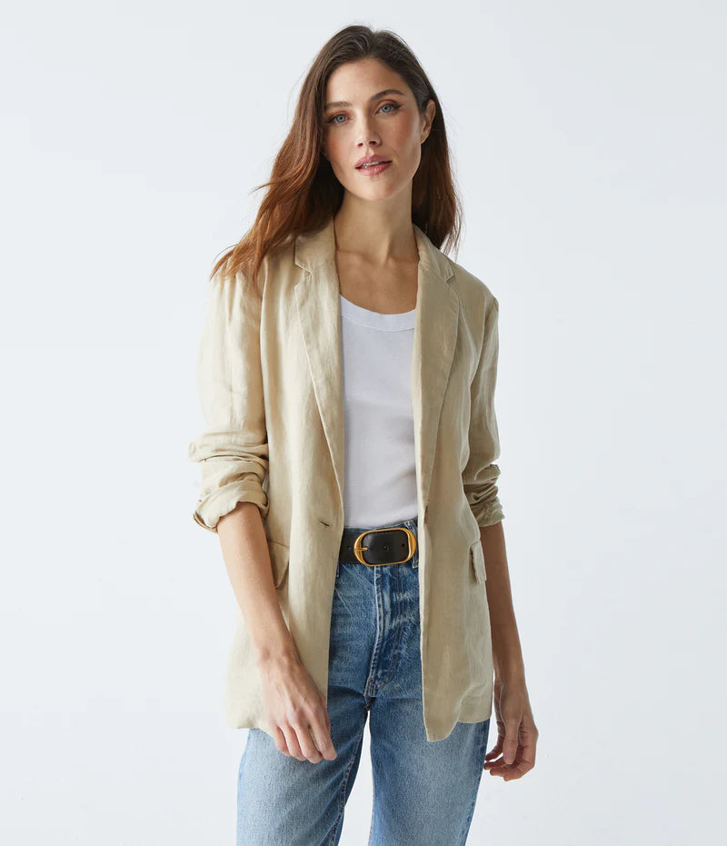 Retro Fashion Elegant Tailoring Lottie Linen Blazer