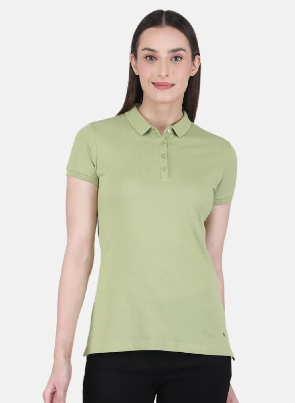 Bright Colors Fresh And Simple Women Green Solid T-Shirt