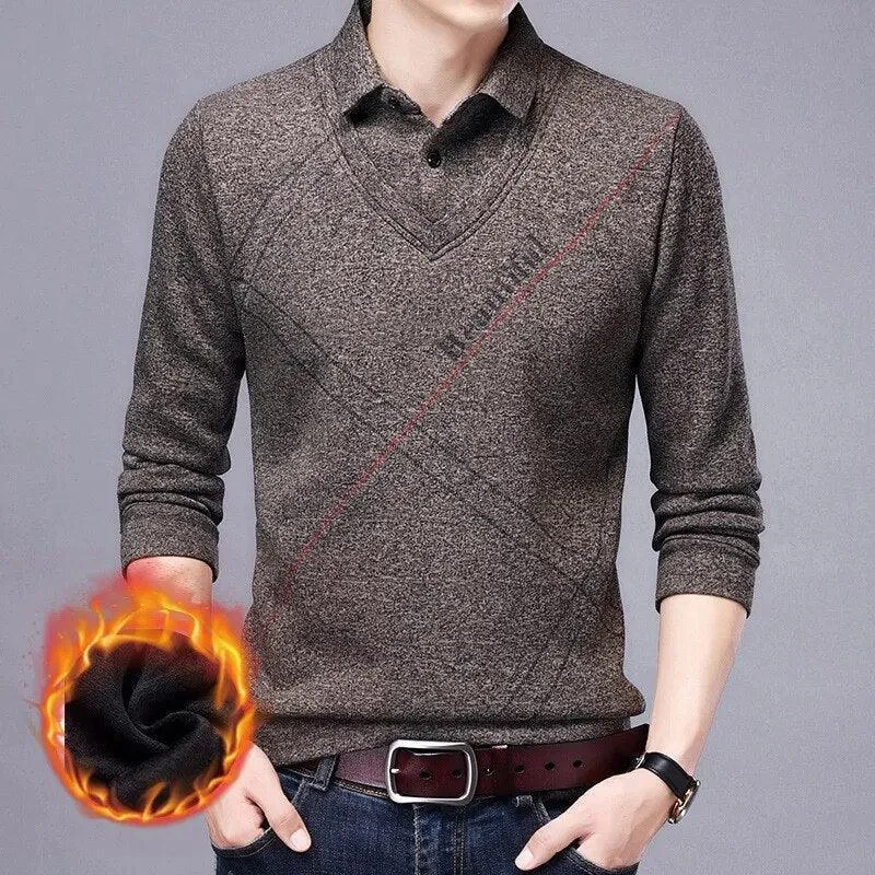 Feminine Charm Minimalism Striped Thick Men Polo Shirt