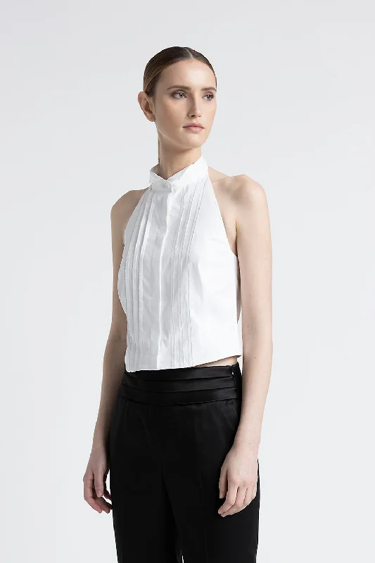 Advanced Customization Celebrity Style Sleeveless shirt with tuxedo collar
