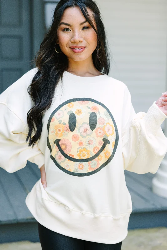 Minimal Style Warm And Comfortable Vintage Vibes Cream White Pullover