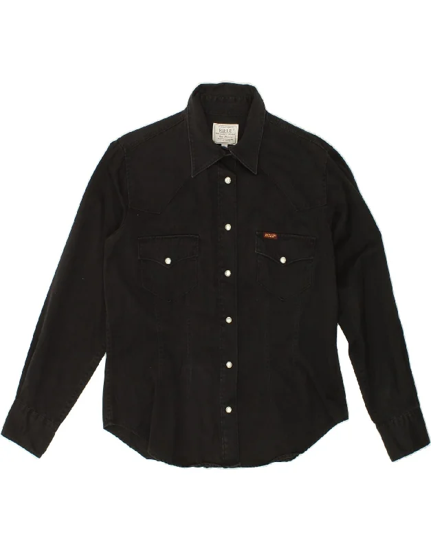 Bright Colors Street Cool RIFLE Womens Denim Shirt UK 14 Large Black Cotton
