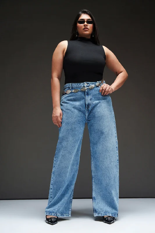 Goddess Style Carefree Pebble Blue Curve Straight fit Jeans