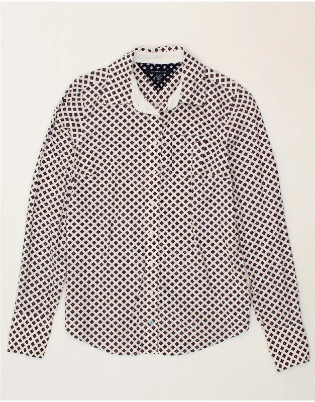 Trendy And Casual Modern Tailoring TOMMY HILFIGER Womens Shirt UK 6 XS White Argyle/Diamond Cotton