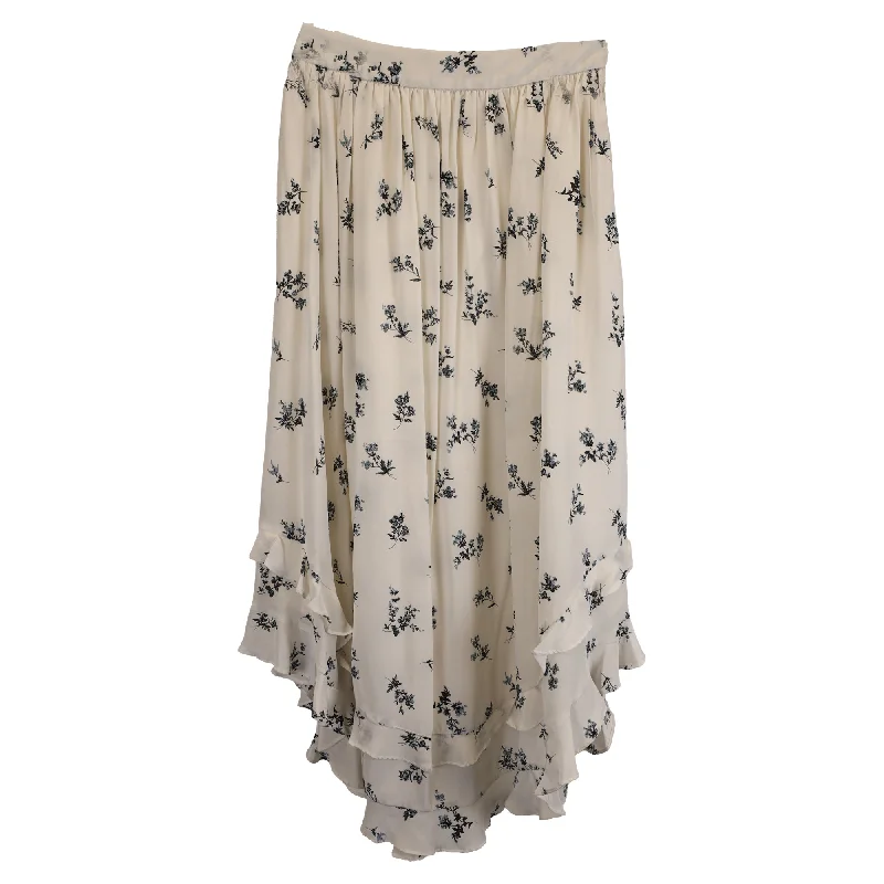 Celebrity Picks Casual Style Zimmermann Ditsy Floral Midi Skirt in Cream Viscose