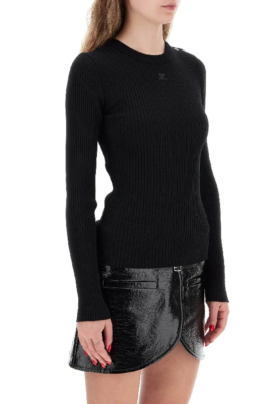 Fashionable Prints French Retro Courreges "ribbed Stretch Knit Pullover Sweater