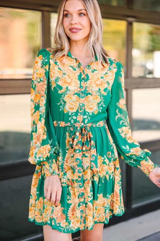 Fashion Design Elegant And Charming Just Take A Look Green Floral Dress