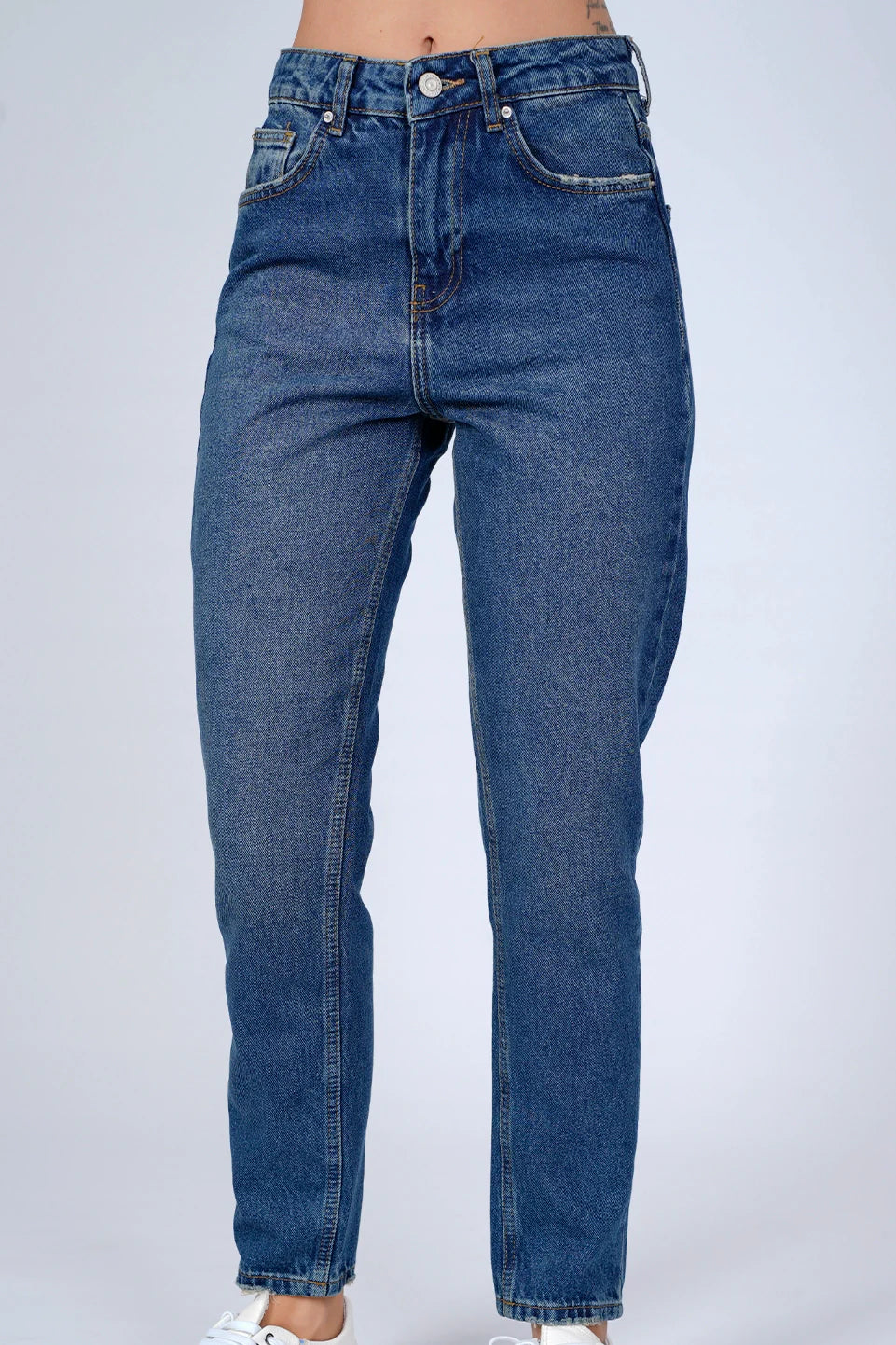 Unique Prints Fashionable And Versatile Blue Mom Fit Jeans