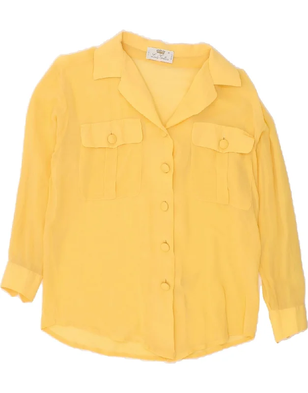 Affordable selection VINTAGE Womens Shirt Blouse UK 14 Medium Yellow