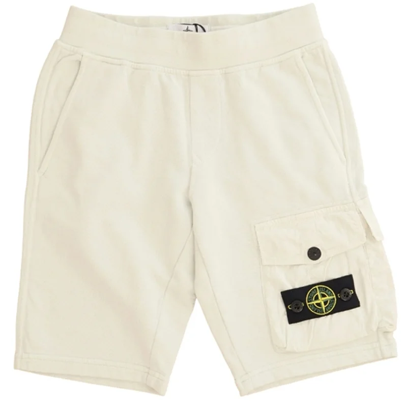 High-end Customization Fashion Must-have Stone Island Junior Fleece Shorts Pearl Grey