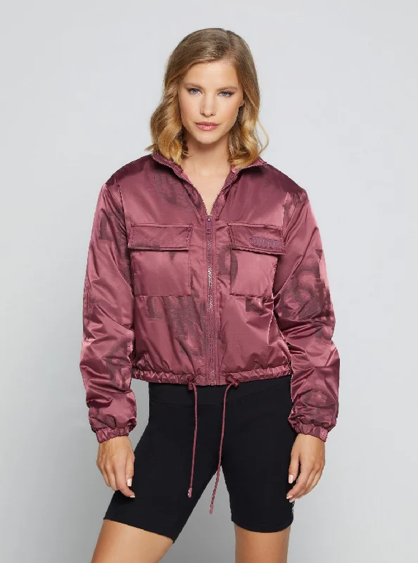 Street Style Peony Jacquard Evette Padded Logo Jacket