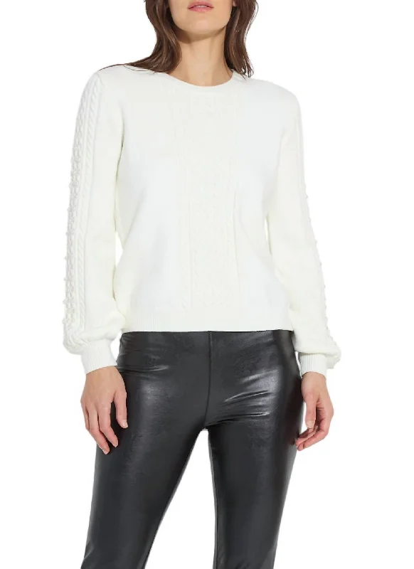 Exclusive Customization Retro Fashion Leanna Cozy Pearl Sweater In Snow White