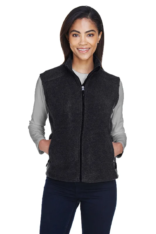 Elegant Wear Celebrity Style Core 365 Womens Journey Pill Resistant Fleece Full Zip Vest - Heather Charcoal Grey