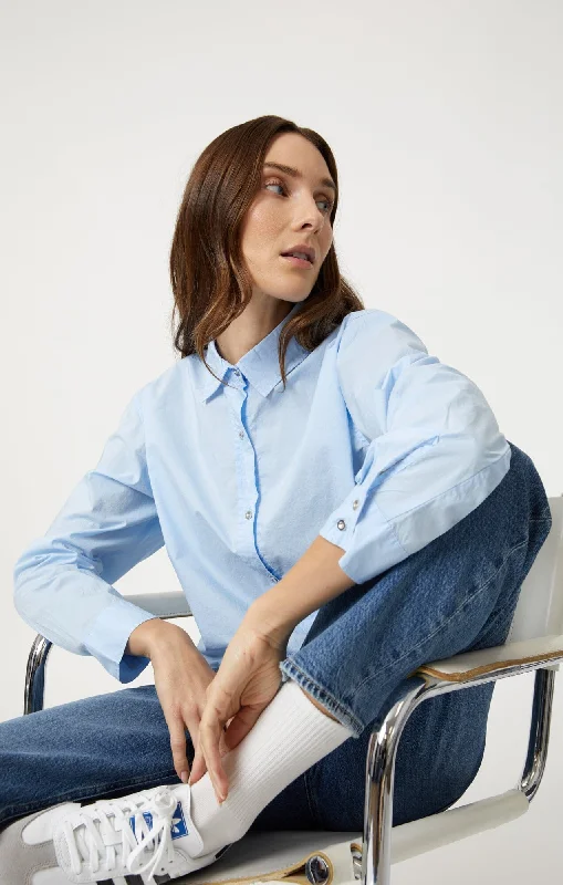 Sports And Leisure Avant-garde Design CROPPED BUTTON-UP SHIRT IN KENTUCKY BLUE
