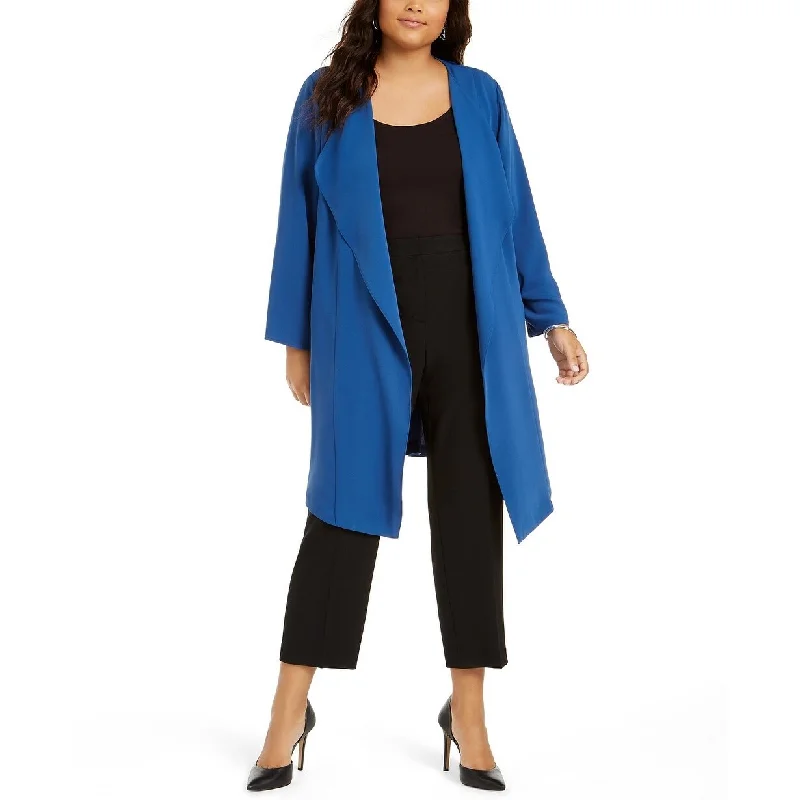 Classic Style Comfortable And Casual Nine West Women's Plus Size Open-Front Elastic-Back Cardigan Med Blue Size 2X Classic Style Comfortable And Casual Nine West Women's Plus Size Open-Front Elastic-Back Cardigan Med Blue Size 2X