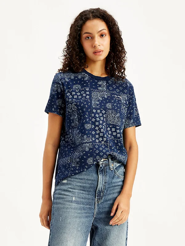 British casual Women's Paisley Straight Fit T-Shirt