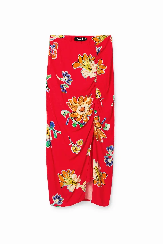 Fashionable Inner Wear Unique Design Desigual red gathered midi skirt