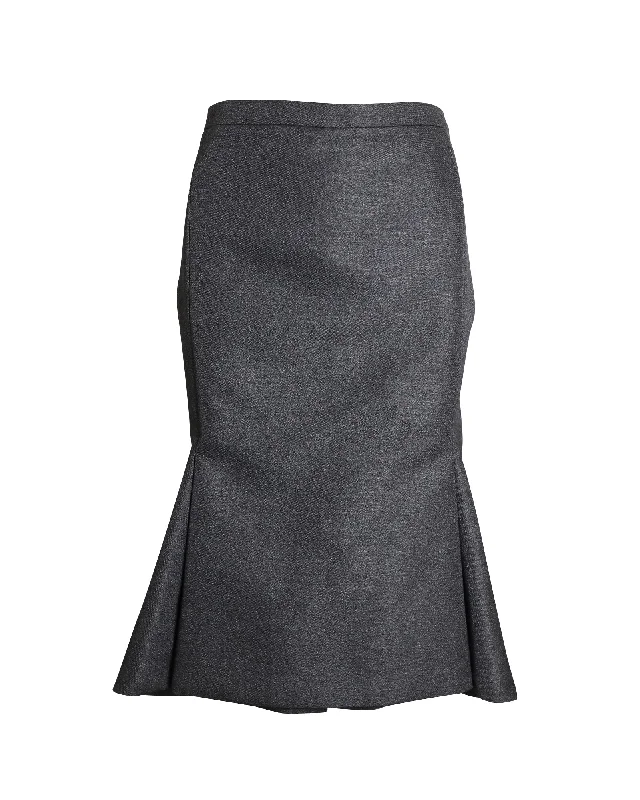 Practical Style Light And Breathable Balenciaga Fit-and-Flare Skirt in Grey Wool