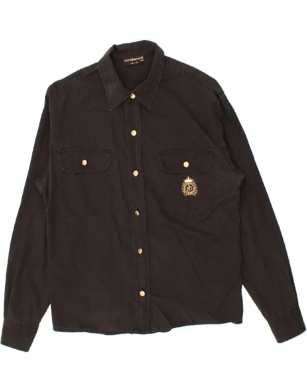 Age-reducing Style Relaxed And Casual ROCCOBAROCCO Womens Denim Shirt IT 44 Medium Black Cotton