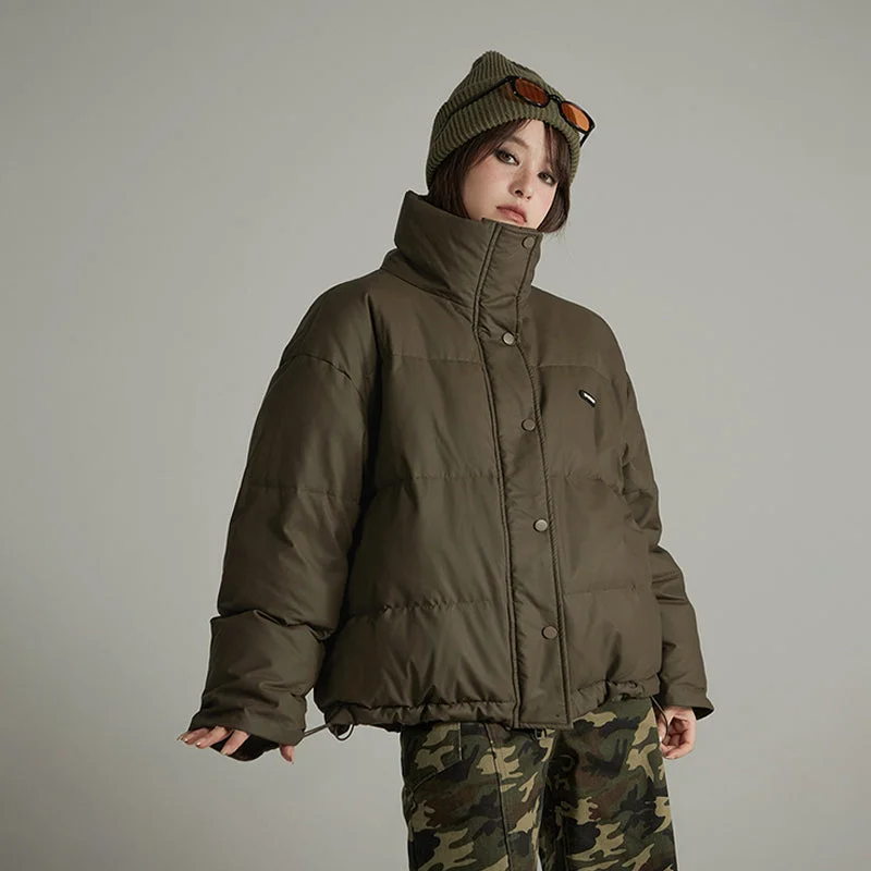 Tropical Style High Street Style Simple String Overfit Padded Jacket