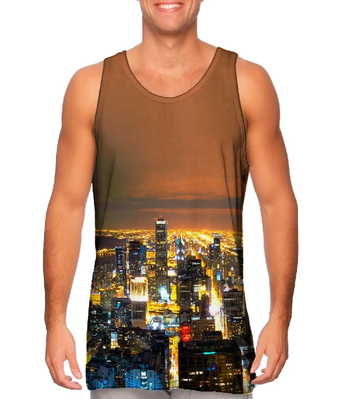 High Street Fashion Elegant Tailoring Glowing Chicago Skyline
