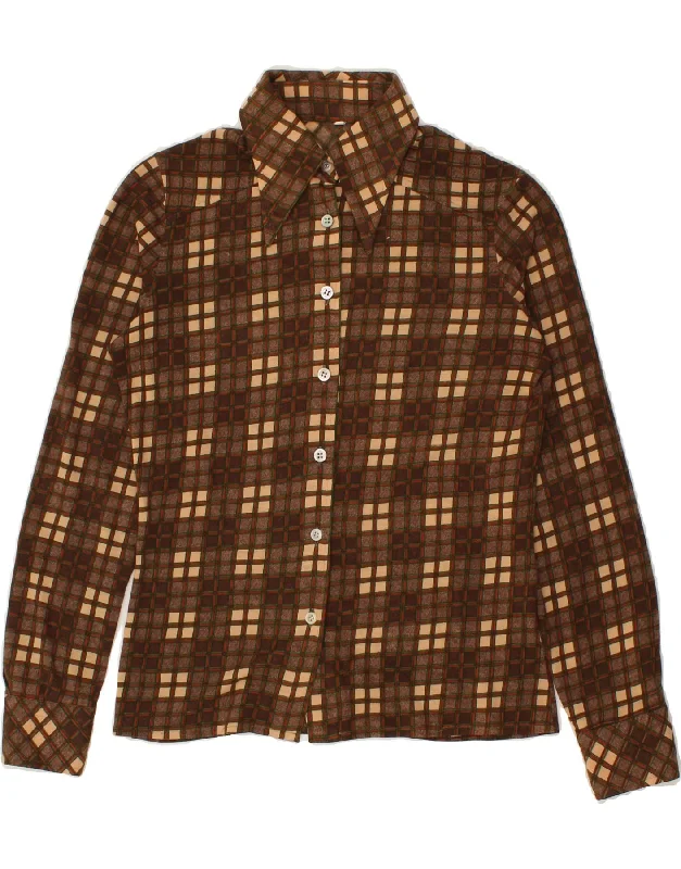 Personalized Series Relaxed And Casual VINTAGE Womens Shirt IT 46 Large Brown Check Acrylic Personalized Series Relaxed And Casual VINTAGE Womens Shirt IT 46 Large Brown Check Acrylic