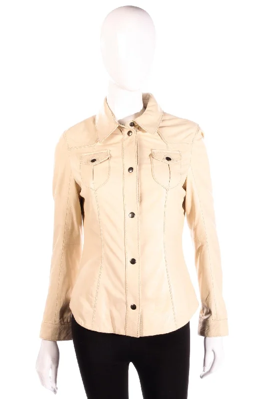 Comfortable and simple Woodland Vintage Soft Leather Jacket Cream Size 10