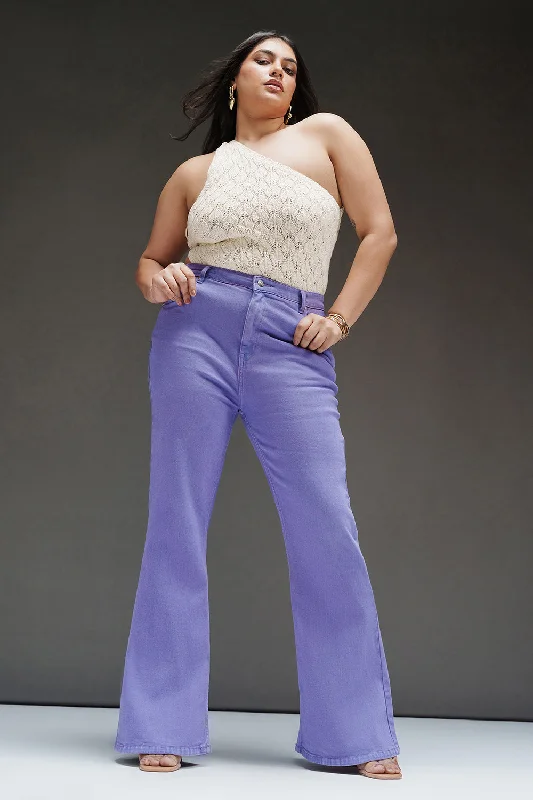 Classic And Versatile Free And Casual Purple Luxe Curve Bootcut Jeans
