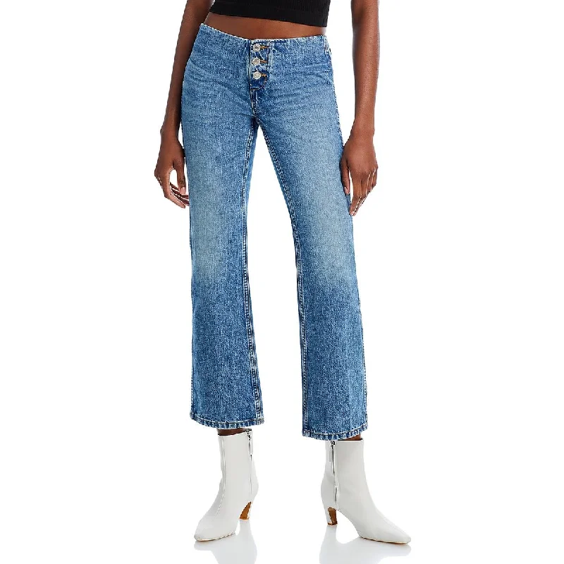 Celebrity Style Unique Prints RE/DONE Womens Cropped High Rise Bootcut Jeans